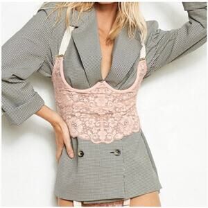 We Are HAH Free People Bust a Move Mauve Lace Bustier Corset Top Copper Rose, XS